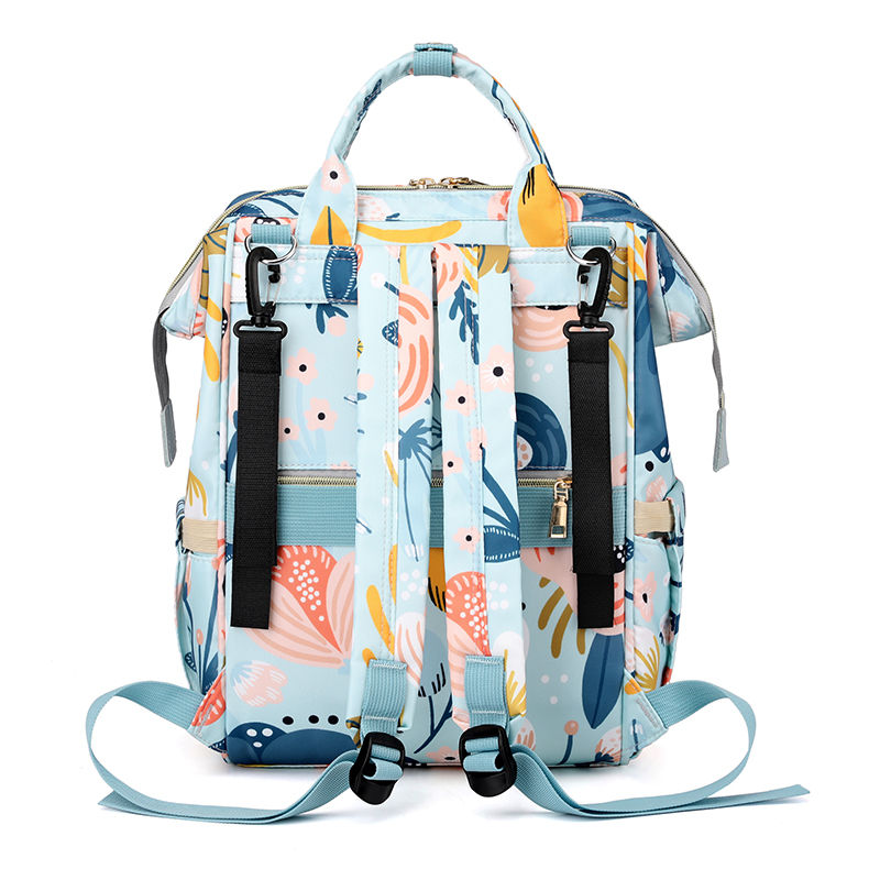 Printed Maternity Backpack, Convertible Straps Insulated Side Pockets Detachable Cross Strap