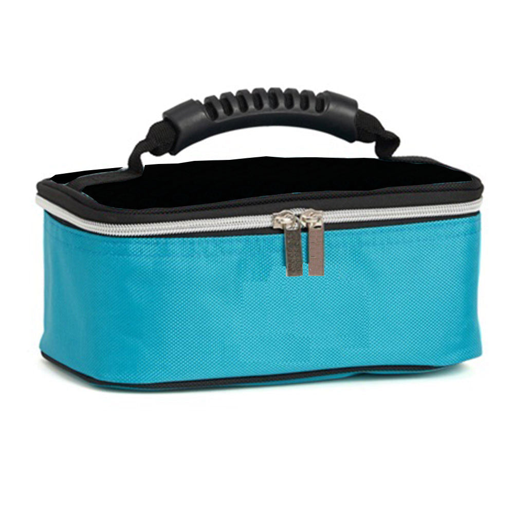 Bright Cyan Dual-Slot Bowling Hand Bag, Non-Slip Rubber Top Handle, Full Zipper Sports Bag for 2 Bowling Balls