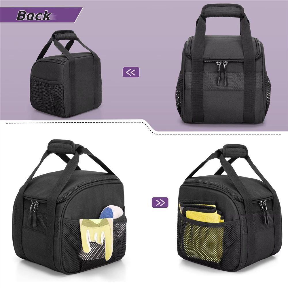 Solid Black Single Bowling Ball Bag, Padded Handles & Dual Side Mesh Zipper Pockets