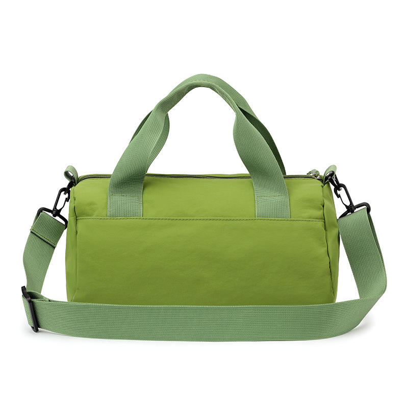 Grass Green Mini Barrel Duffel Bag, Woven Handles Detachable Cross Strap Full Zip