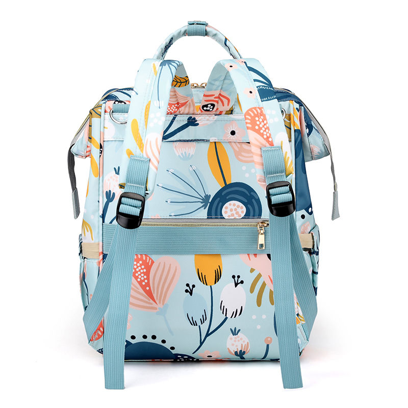 Printed Maternity Backpack, Convertible Straps Insulated Side Pockets Detachable Cross Strap