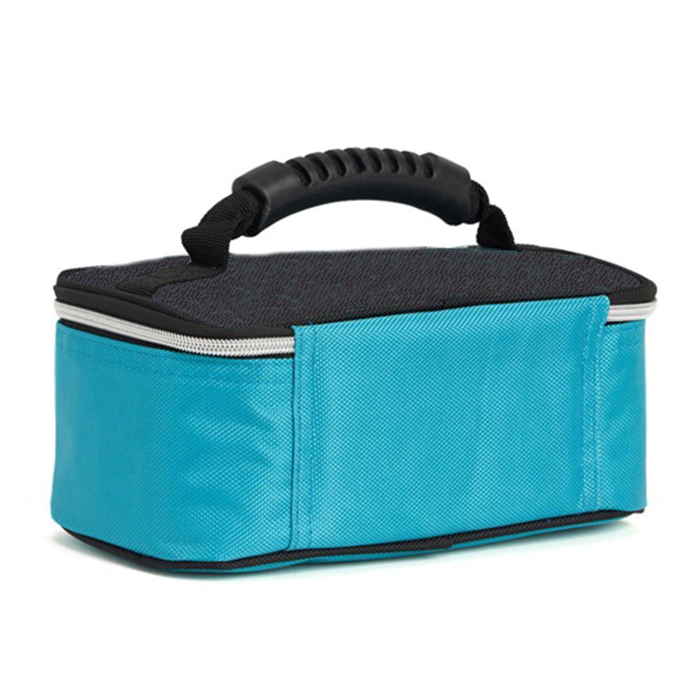 Bright Cyan Dual-Slot Bowling Hand Bag, Non-Slip Rubber Top Handle, Full Zipper Sports Bag for 2 Bowling Balls