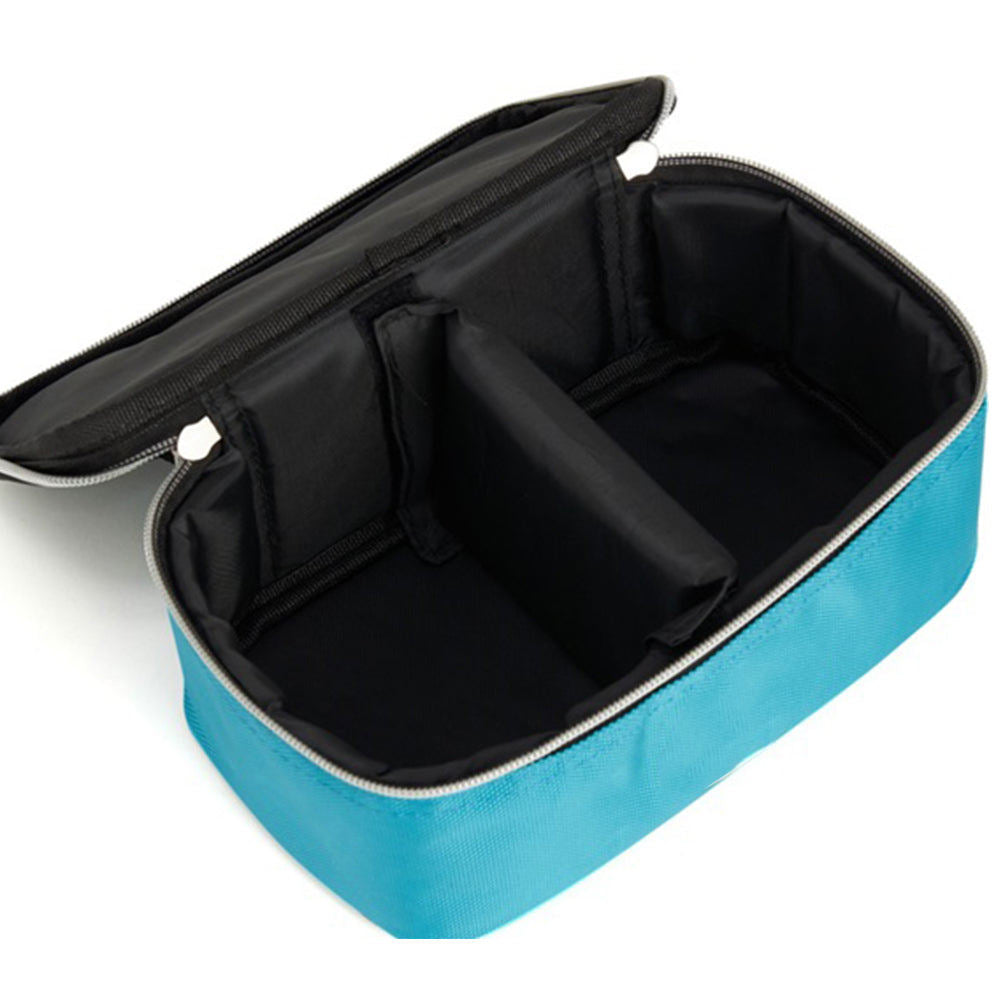 Bright Cyan Dual-Slot Bowling Hand Bag, Non-Slip Rubber Top Handle, Full Zipper Sports Bag for 2 Bowling Balls