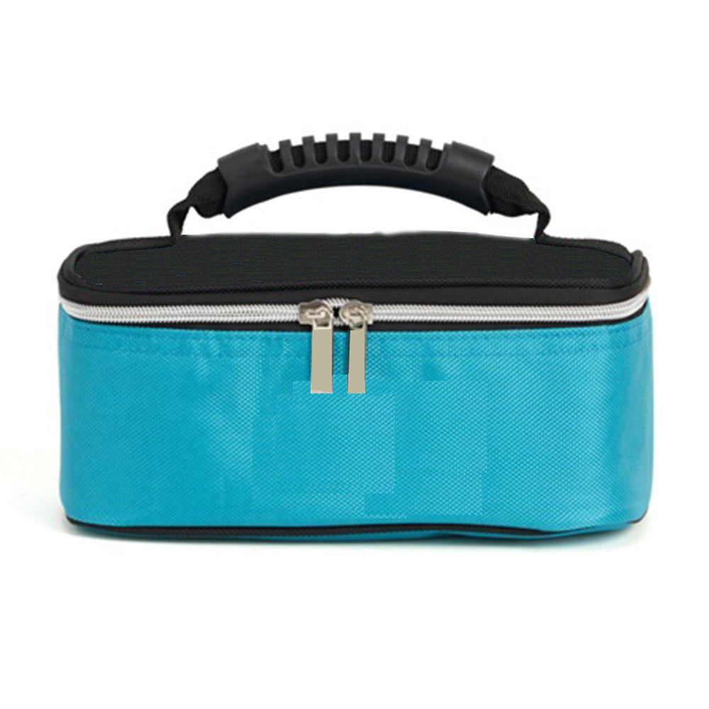 Bright Cyan Dual-Slot Bowling Hand Bag, Non-Slip Rubber Top Handle, Full Zipper Sports Bag for 2 Bowling Balls
