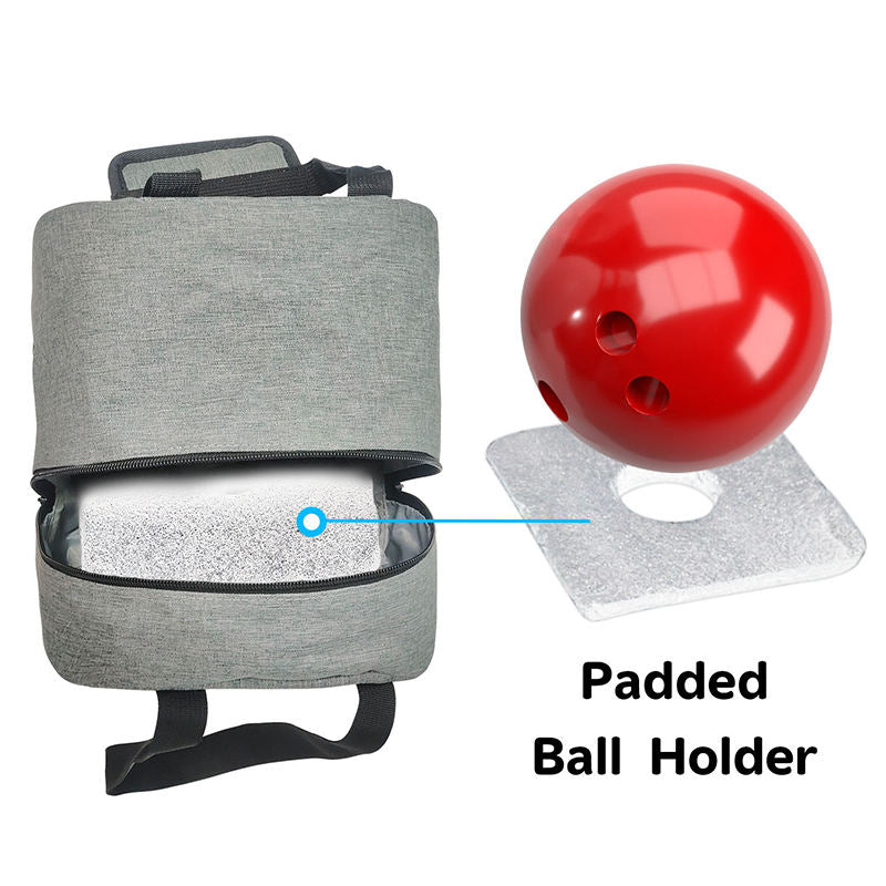 Heather Grey Bowling Hand Tote, Built-In Padded Ball Base, Cushioned Handle & Front Mesh Storage Pocket