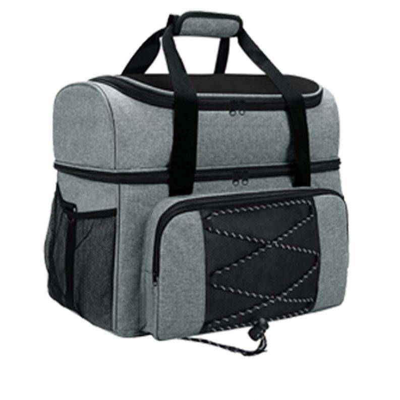 Heather Grey Dual Compartment Bowling Ball Carry Bag, Padded Top Handles, Elastic Storage Pocket & Mesh Side Holder for Sports Daily Use