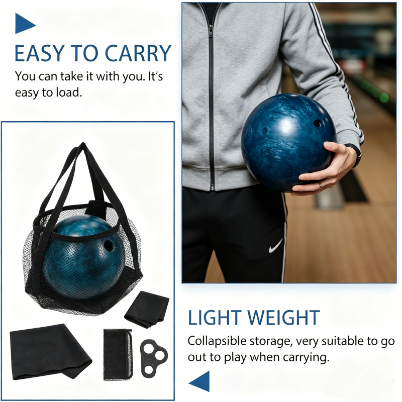 Matte Black Mesh Bowling Carry Tote, Wide Woven Straps Open Top Multi-Pocket Sports G