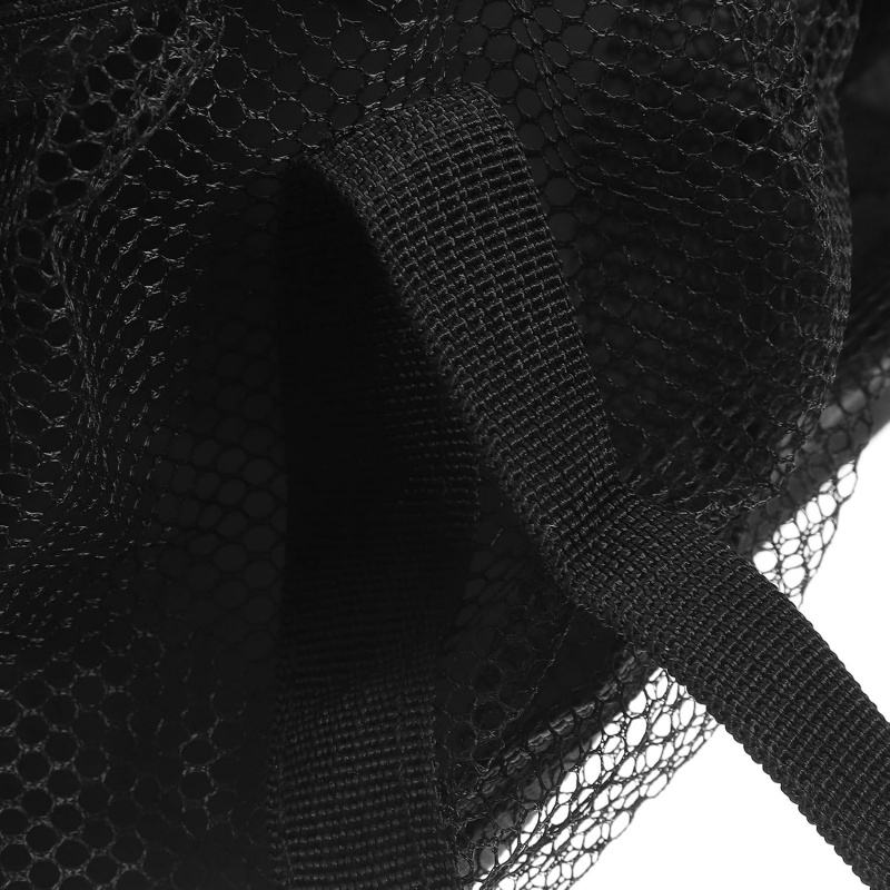 Matte Black Mesh Bowling Carry Tote, Wide Woven Straps Open Top Multi-Pocket Sports G